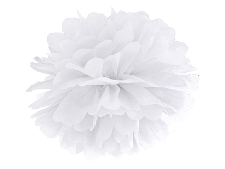 Pompony bibułowe dekoracja sali 25cm białe