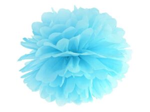 Pompony bibułowe dekoracja sali 25cm błękitne