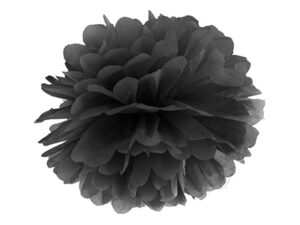 Pompony bibułowe dekoracja sali 25cm czarne