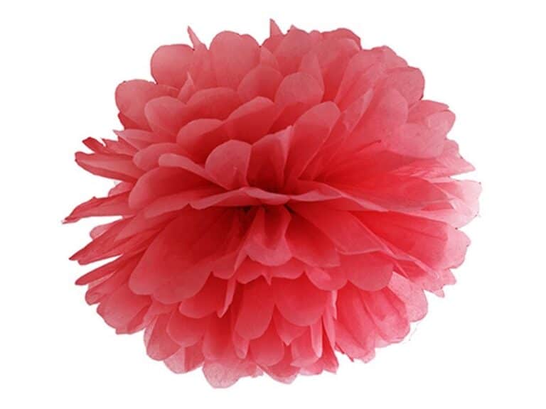 Pompony bibułowe dekoracja sali 25cm czerwone