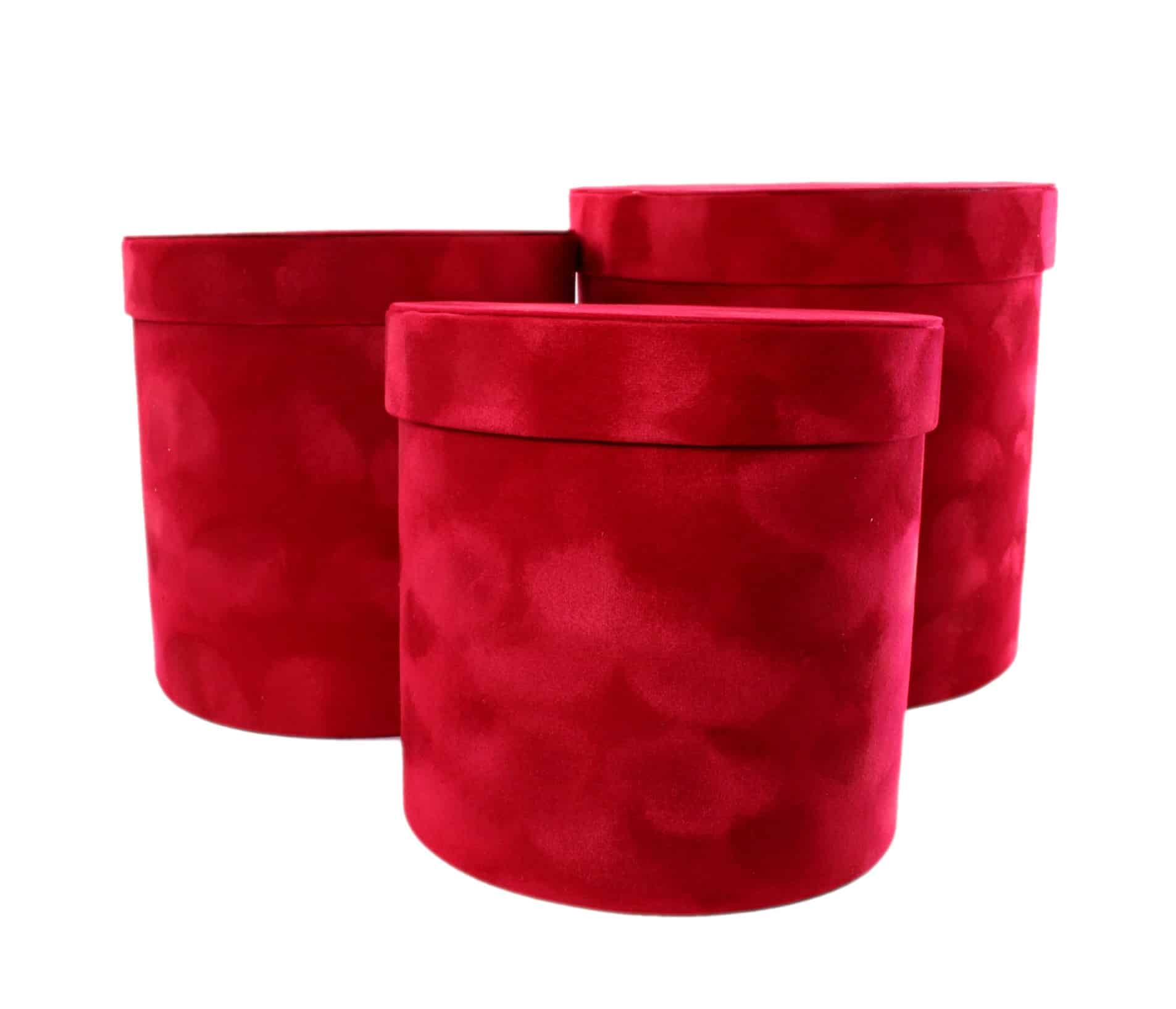 Pudełka Na Kwiaty Flowerboxy Welurowe Czerwone