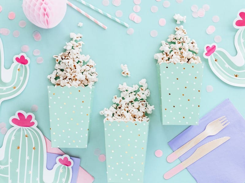 Pudełka na popcorn złote groszki