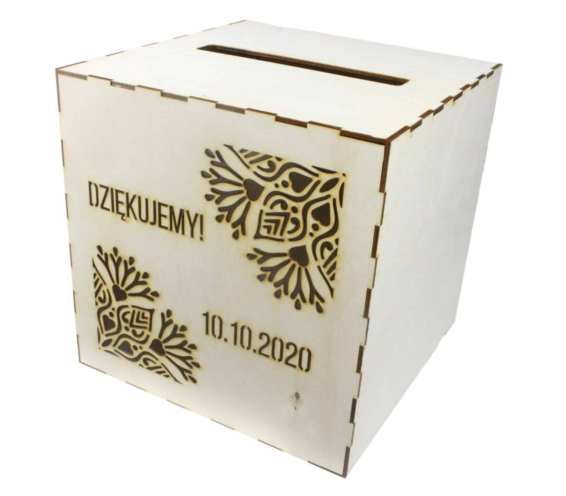 Pudełko na koperty drewniane, Personalizowane