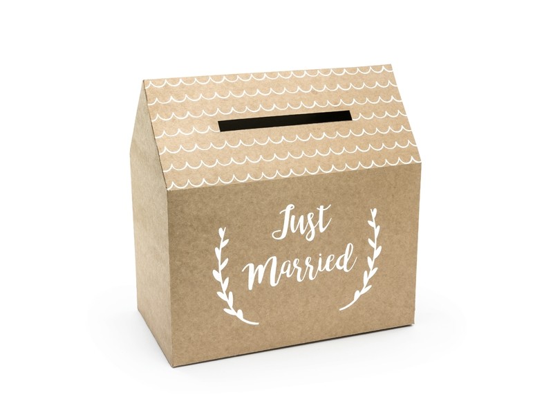 Pudełko na koperty Just Married, kraft, 30x30,5x16,5cm