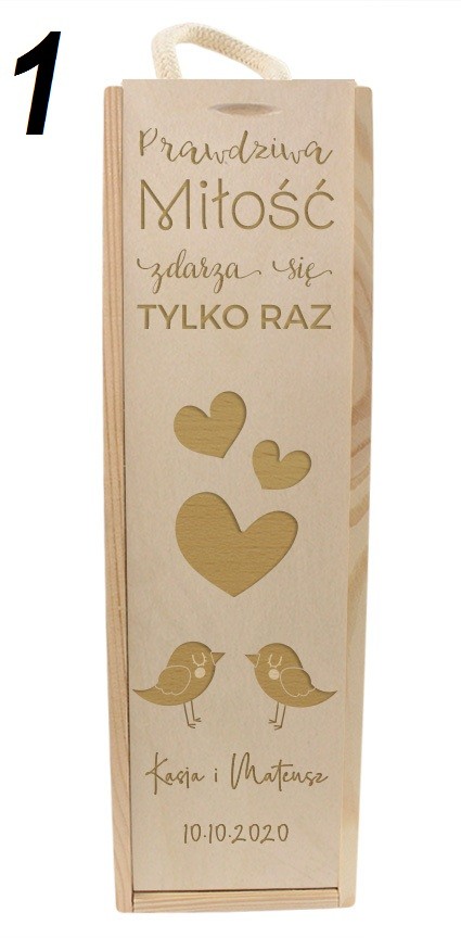 Pudełko-Skrzynka Na Wino Z Grawerem Na Prezent Ślubny