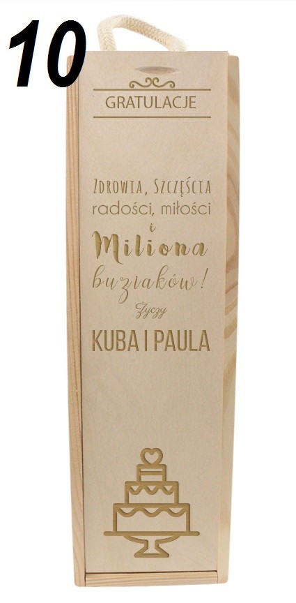 Pudełko-Skrzynka Na Wino Z Grawerem Na Prezent Ślubny