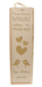 Pudełko-Skrzynka Na Wino Z Grawerem Na Prezent Ślubny