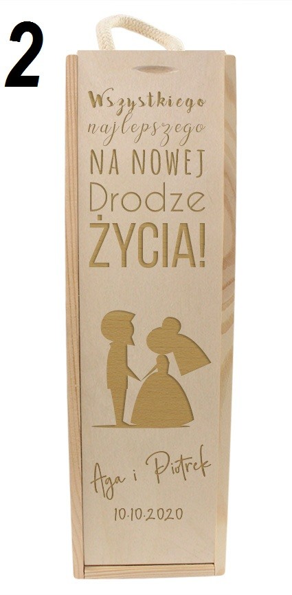 Pudełko-Skrzynka Na Wino Z Grawerem Na Prezent Ślubny