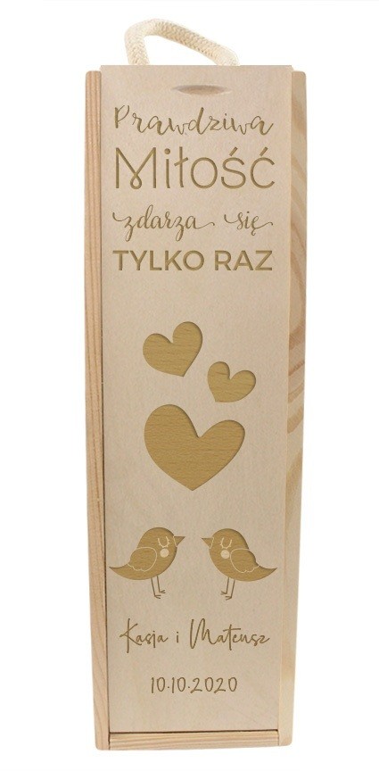 Pudełko-Skrzynka Na Wino Z Grawerem Na Prezent Ślubny