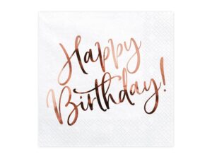 Serwetki Happy Birthday rose gold