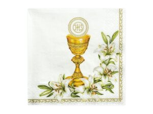 Serwetki Komunia, kolorowe IHS, kielich