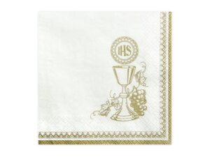 Serwetki komunia złote IHS, kielich