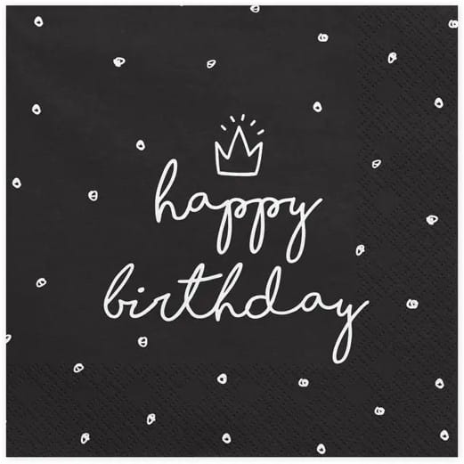 Serwetki papierowe Happy Birthday Black
