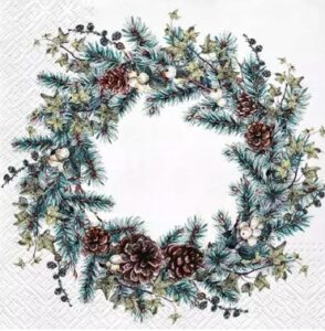 Serwetki Świąteczny Wieniec z Szyszką