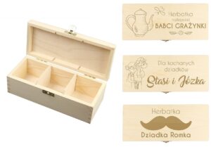 Skrzynka Na Herbatę Grawer Dzień Babci Dziadka 3P