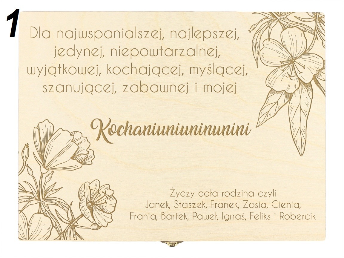 SKRZYNKA-Pudełko Na Herbatę Z Grawerem 6 Przegródek