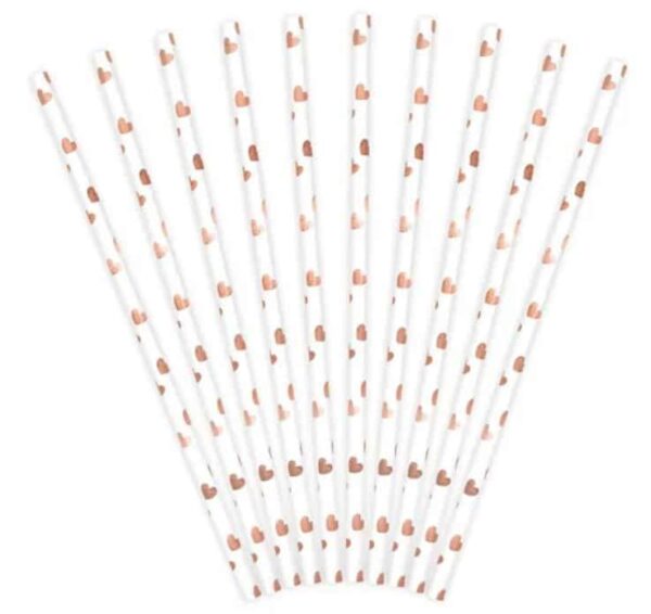 Słomki Rose Gold Serduszka 10 szt.
