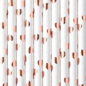 Słomki Rose Gold Serduszka 10 szt.