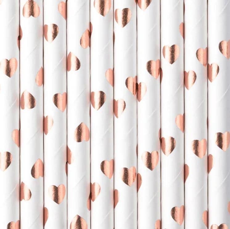 Słomki Rose Gold Serduszka 10 szt.