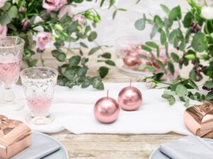 Świeca kula metalizowana Rose Gold 6cm