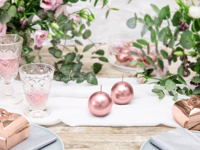 Świeca kula metalizowana Rose Gold 6cm