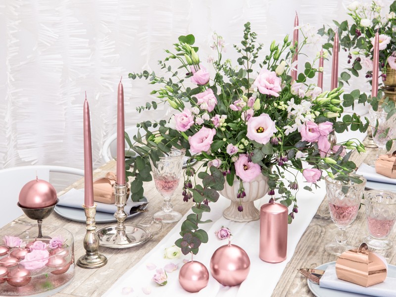 Świeca kula metalizowana Rose Gold 8cm