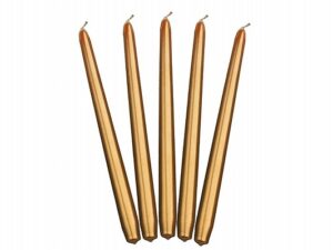Świeca stożkowa 24cm Złota
