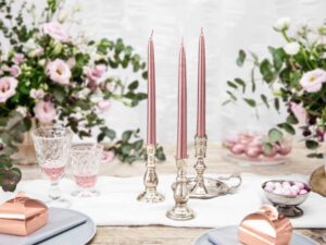 Świeca stożkowa metalizowana Rose Gold
