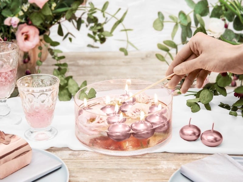 Świeczka pływająca metalizowana rose gold