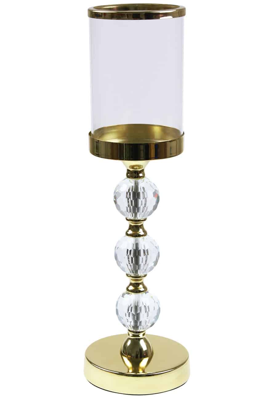 Świecznik 3 kule, złoty 42cm