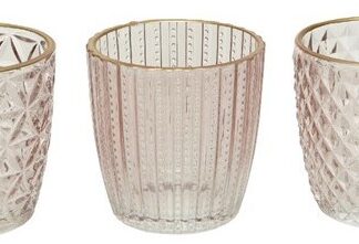 Świeczniki Szklane Glamour Blush Pink 3 szt.