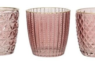 Świeczniki Szklane Glamour Velvet Rose 3 szt.