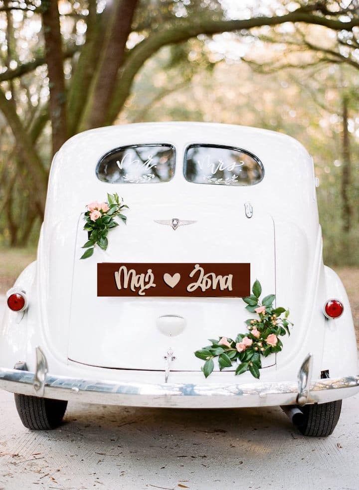 Tablica Na Samochód Do Ślubu Mąż Żona Boho