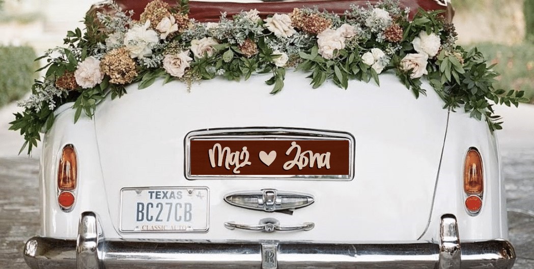Tablica Na Samochód Do Ślubu Mąż Żona Boho