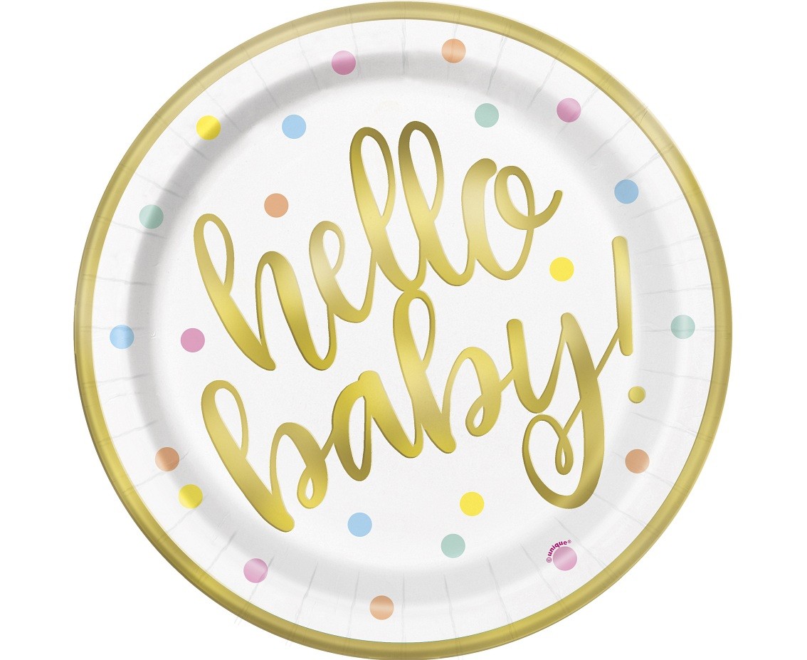 Talerzyki na baby shower Hello Baby