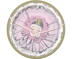 Talerzyki papierowe Ballerina 1st birthday small