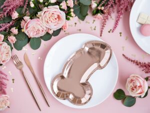 Talerzyki papierowe Same Penis rose gold