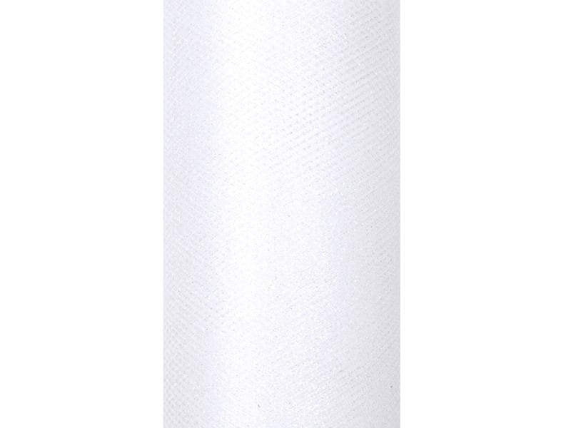 Tiul Błyszczący Brokatowy Biały 0,15 x 9m