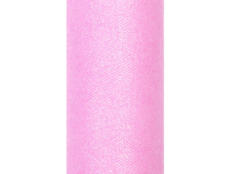 Tiul Błyszczący Brokatowy Różowy 0,15 x 9m