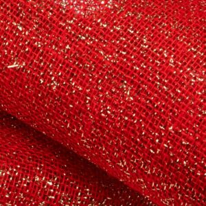 Tkanina Jutowa Ze Złotym Dodatkiem Czerwona