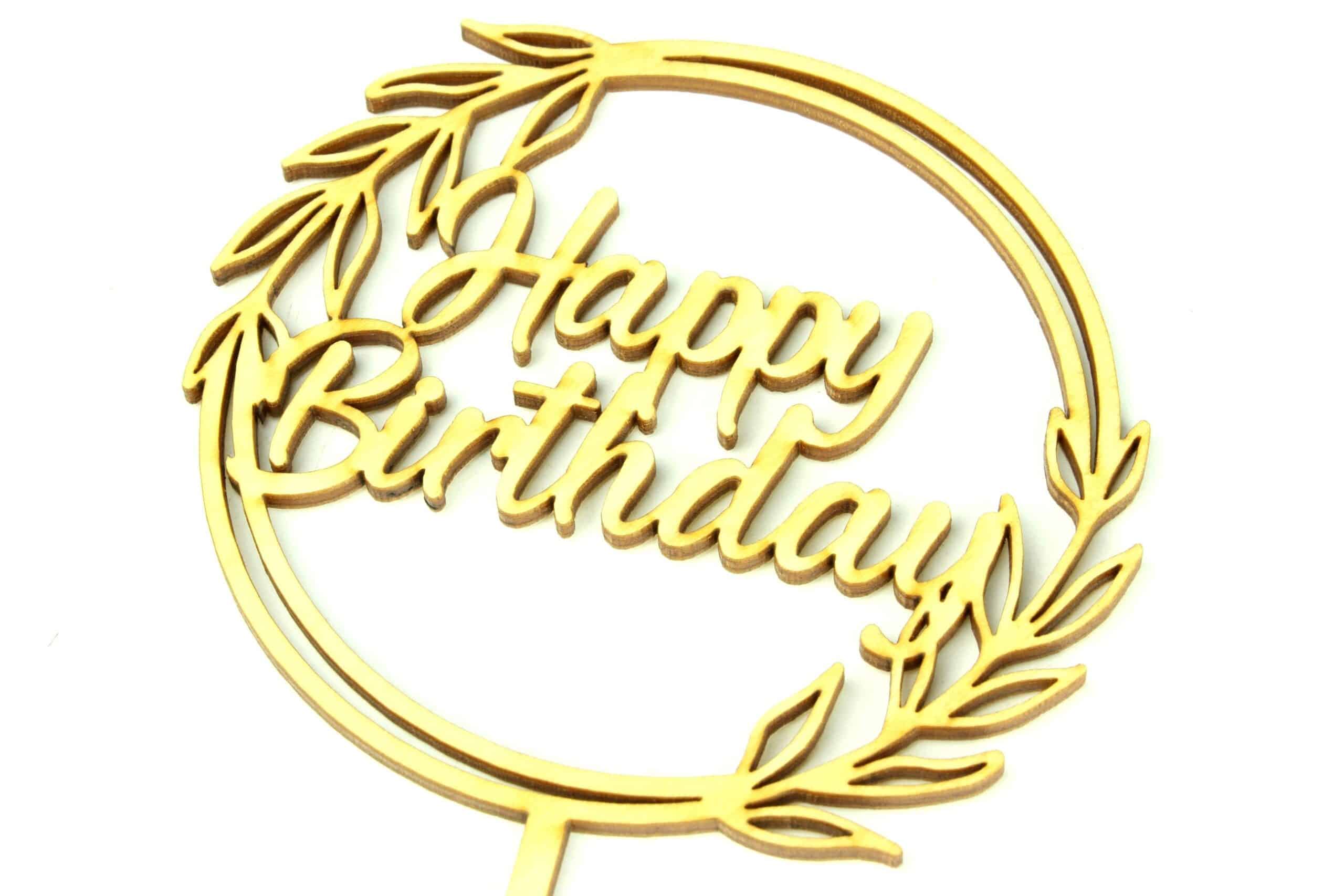 Topper drewniany Happy Birthday Laur