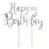 Topper Happy Birthday Srebrny 