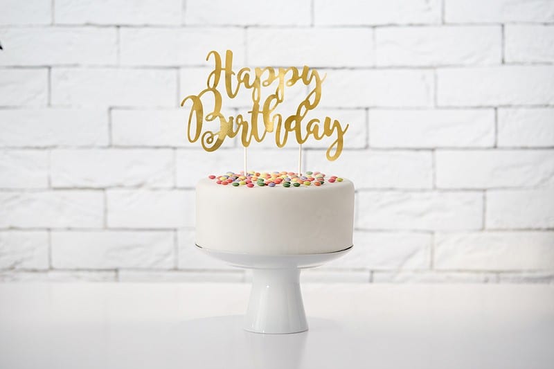 Topper Happy Birthday Złoty