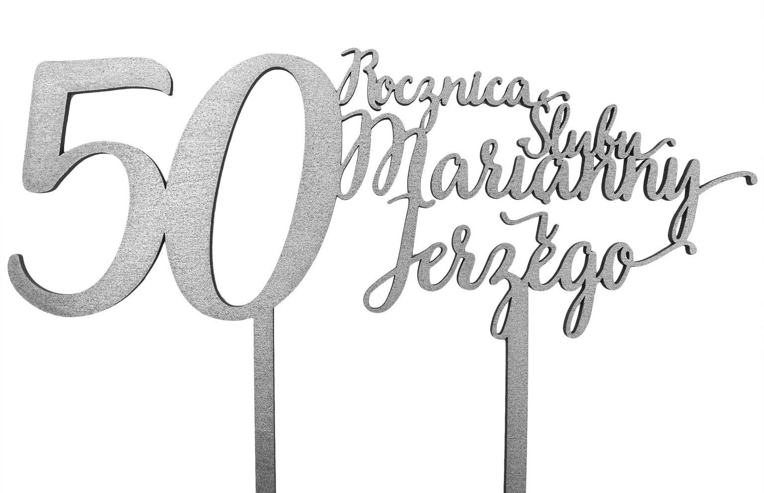 Topper na 50 rocznicę ślubu Srebrny, imiona