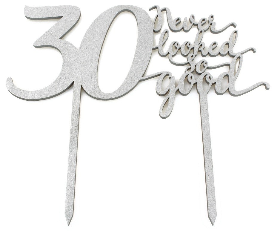 Topper na tort, 30 urodziny EKO, drewniany