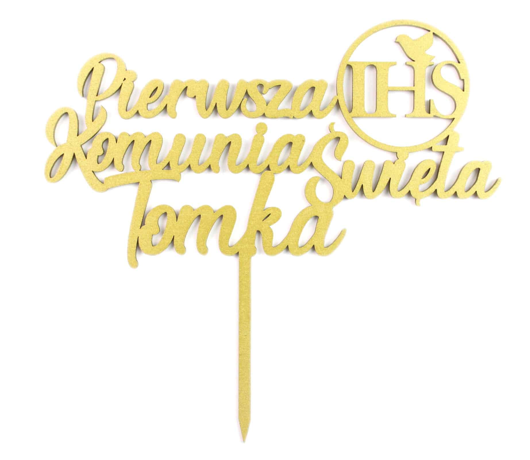 Topper na tort Pierwsza Komunia Święta Imię IHS