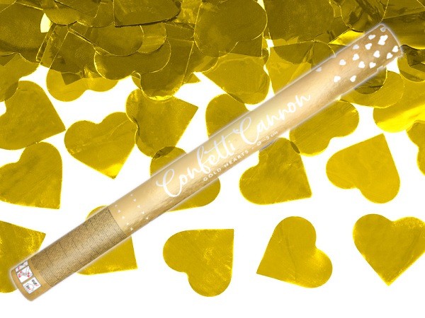 Tuba z konfetti 60cm Złote Serca