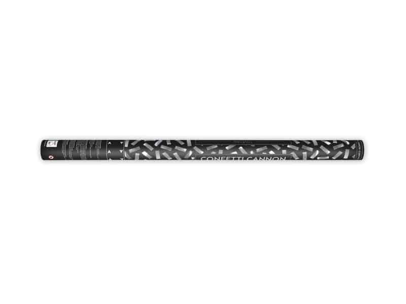 Tuba z konfetti, srebrne paski 80cm