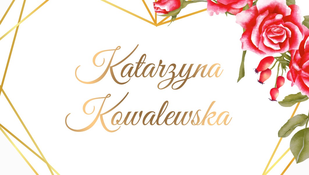 Winietki ślubne Geometryczne Serce z Różami, 10 sztuk