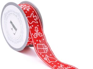 Wstążka Czerwona Juta Świąteczna Aura